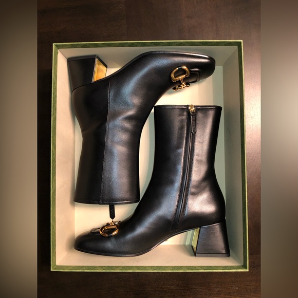 ❌SOLD❌ GUCCI HORSEBIT HEEL ANKLE BOOTS - BLACK, SIZE EU 39/SIZE US 8 (NWT) - Picture 3 of 11